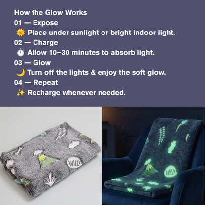 Wild Forest Glow in the Dark Baby Blanket for Kids – 145 × 85 cm | Pack of 1