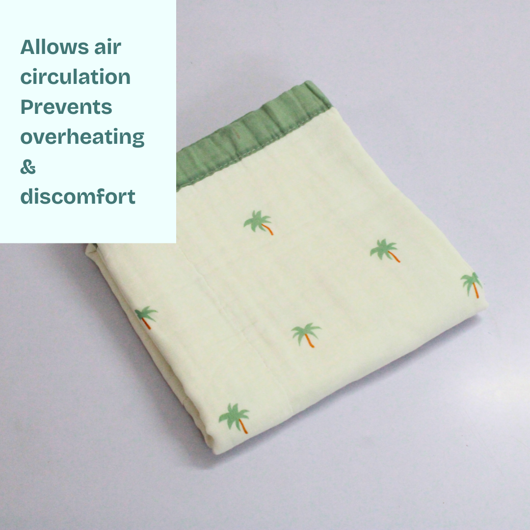 6 Layer Tropical Palm Tree Print Baby Blanket 110x100 cm - Pack of 1