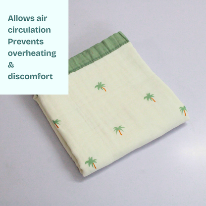 6 Layer Tropical Palm Tree Print Baby Blanket 110x100 cm - Pack of 1