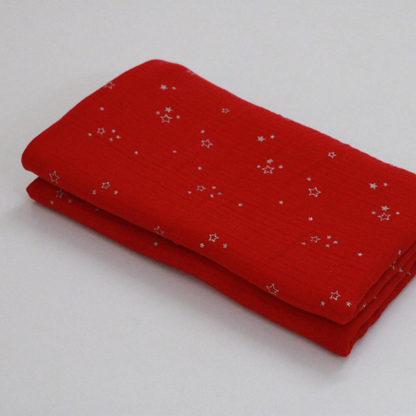 Muslin Swaddle Blanket for Newborn Baby (120 x 100 cm, Red little star printed , Pack of 1)