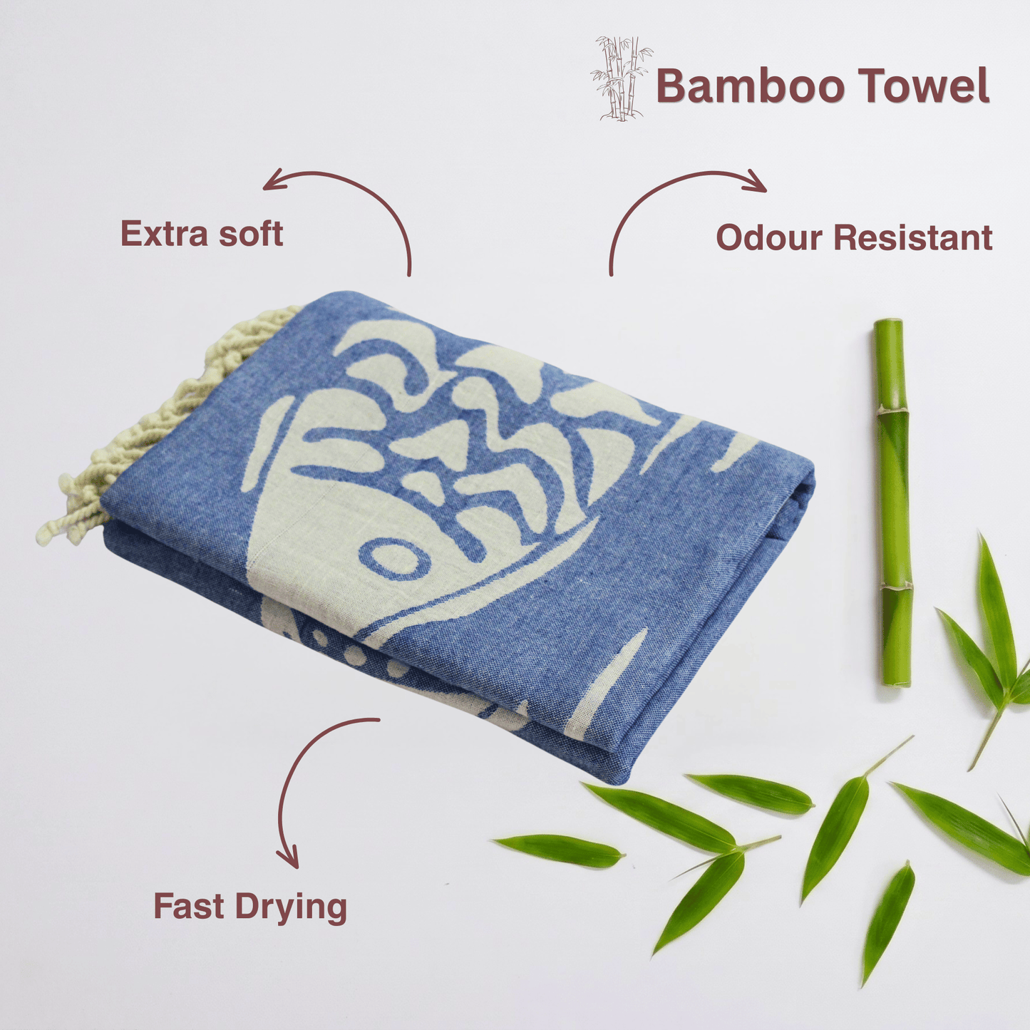 Blue Bamboo Bath Towel 190 x 95 cm - 380 GSM | Pack of 1