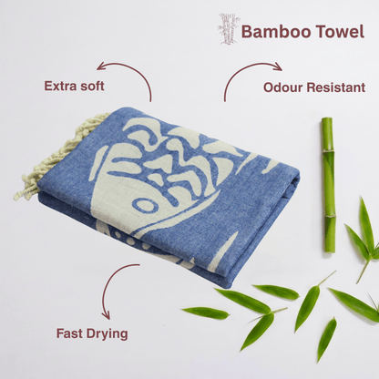 Blue Bamboo Bath Towel 190 x 95 cm - 380 GSM | Pack of 1
