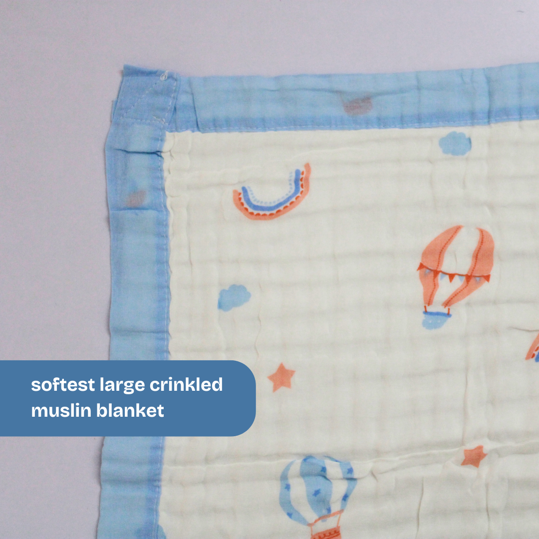 6 Layer Dreamy Sky Balloon Muslin Baby Blanket 110x100 cm - Pack of 1