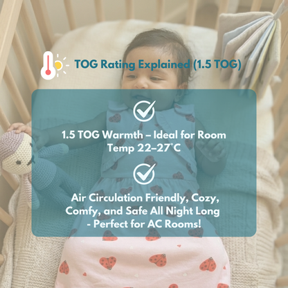 Organic Cotton Baby Sleep Sack 1.5 TOG, Pack of 1 – Pink Butterfly