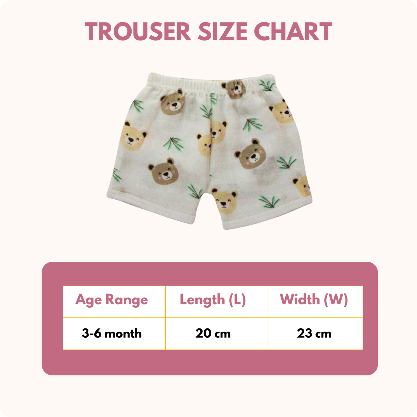 Teddy Meadow Muslin Trouser Set | Pack of 1 | 3-6 Month