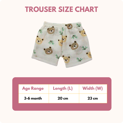 Teddy Meadow Muslin Trouser Set | Pack of 1 | 3-6 Month