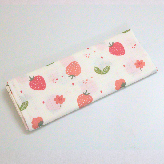 Sweet Strawberry 100% Organic Muslin Baby Bath Towel (100 × 70 cm)