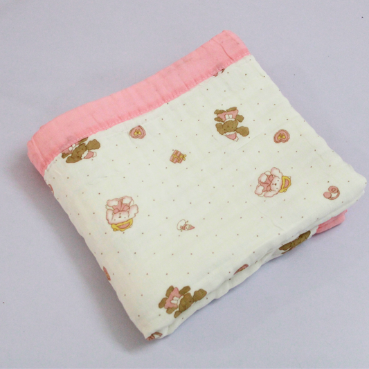 6 Layer Little Teddy Garden Print Baby Blanket 110x100 cm - Pack of 1