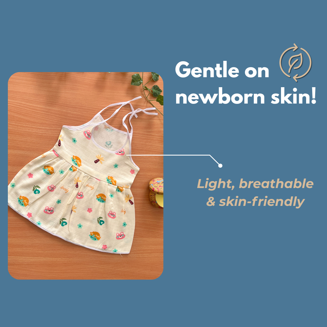 Muslin Cotton Baby Frocks | Pack of 3 | Ultra-Soft, knot-frocks