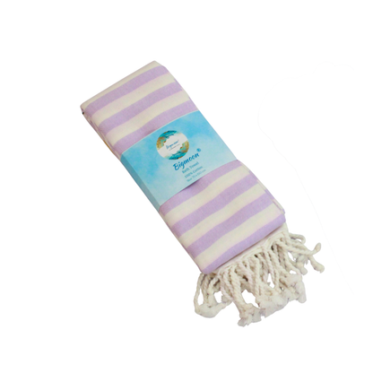Premium Cotton Bath Towel 150 x 75 cm | Pack of 1 (Lavender with Mustard stripes)