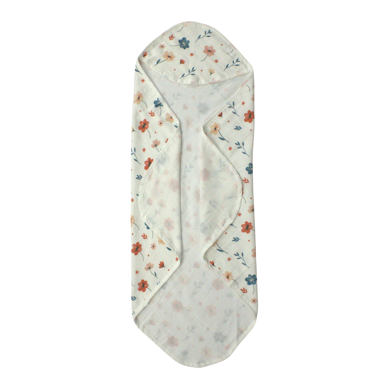 Muslin Hooded Blanket for Newborn Baby (floral print, 75 x 75 cm, pack of 1)