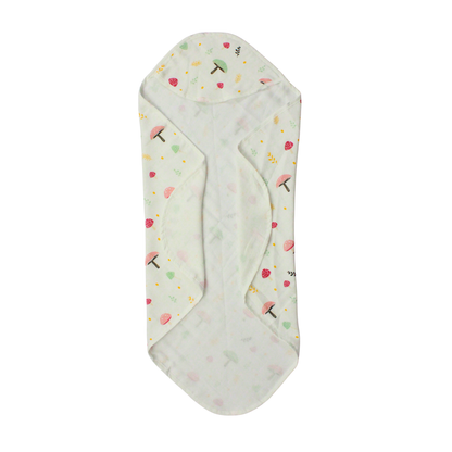 Muslin Hooded Blanket for Newborn Baby (Mushroom print, 75 x 75 cm, pack of 1)