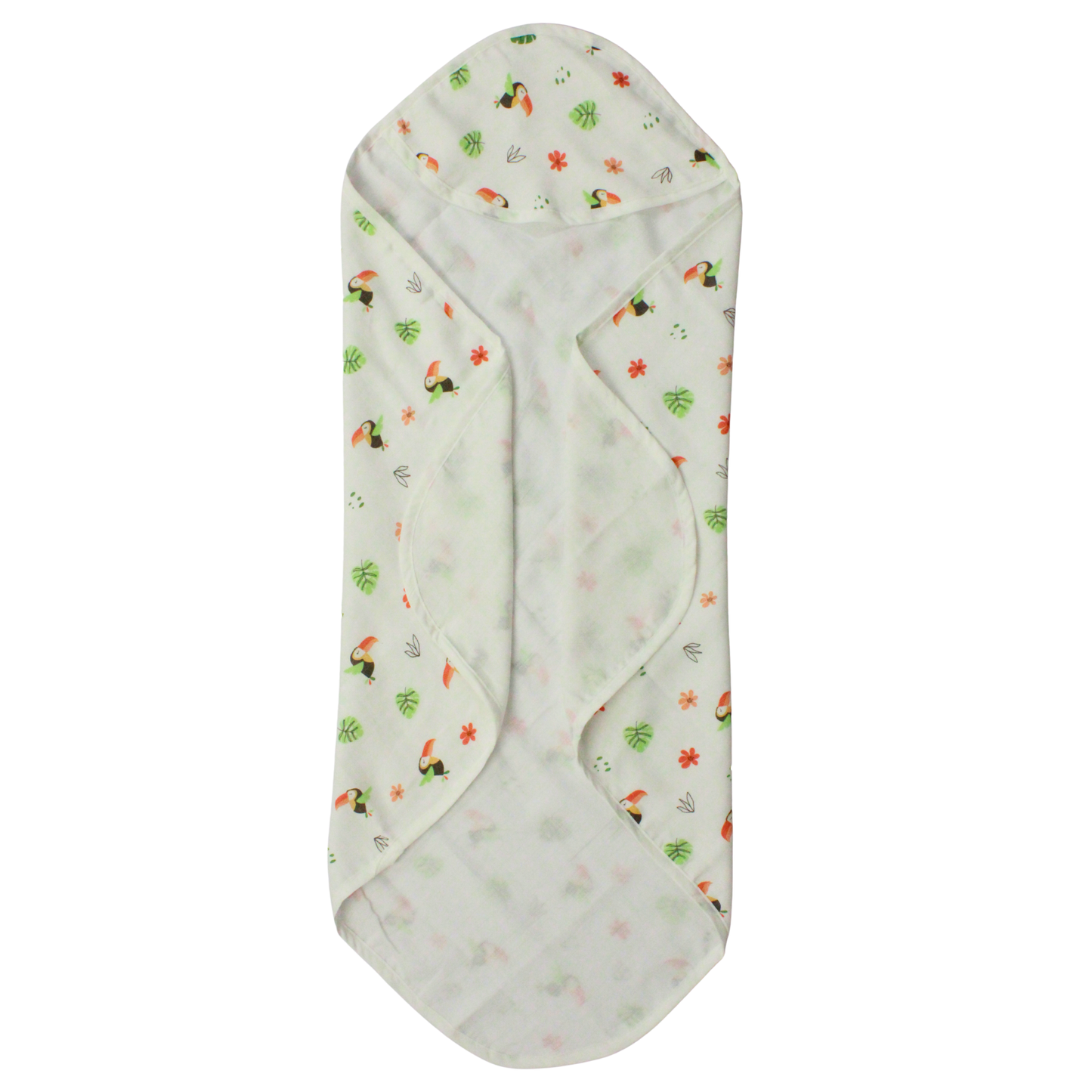 Muslin Hooded Blanket for Newborn Baby (Bird print, 75 x 75 cm, pack of 1)