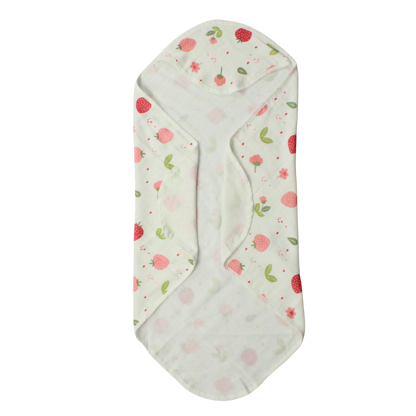 Muslin Hooded Blanket for Newborn Baby (strawberry print, 75 x 75 cm, pack of 1)