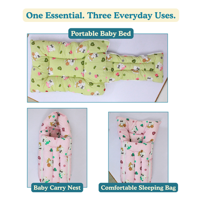 Sweet Bunny Premium Cotton Baby Carry Nest with Hood & Secure Zip (0–6 Months)