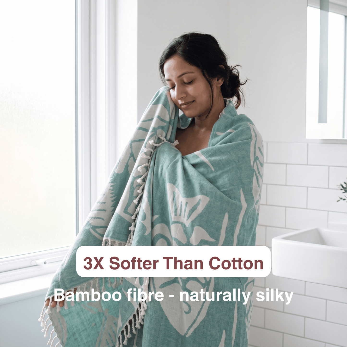 Green Bamboo Bath Towel 190 x 95 cm - 380 GSM | Pack of 1