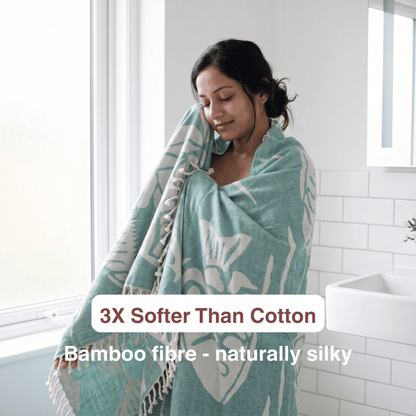 Green Bamboo Bath Towel 190 x 95 cm - 380 GSM | Pack of 1