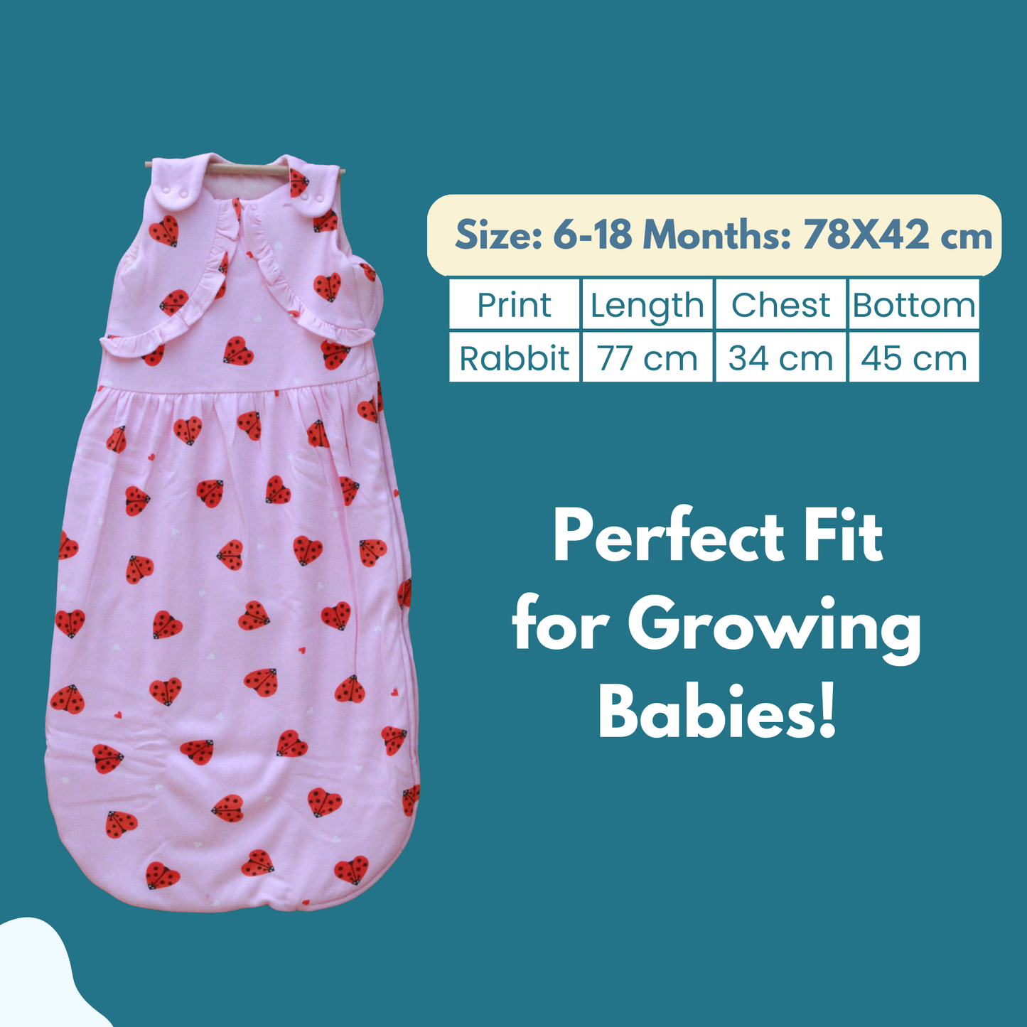 Organic Cotton Baby Sleep Sack 1.5 TOG, Pack of 1 – Pink Butterfly