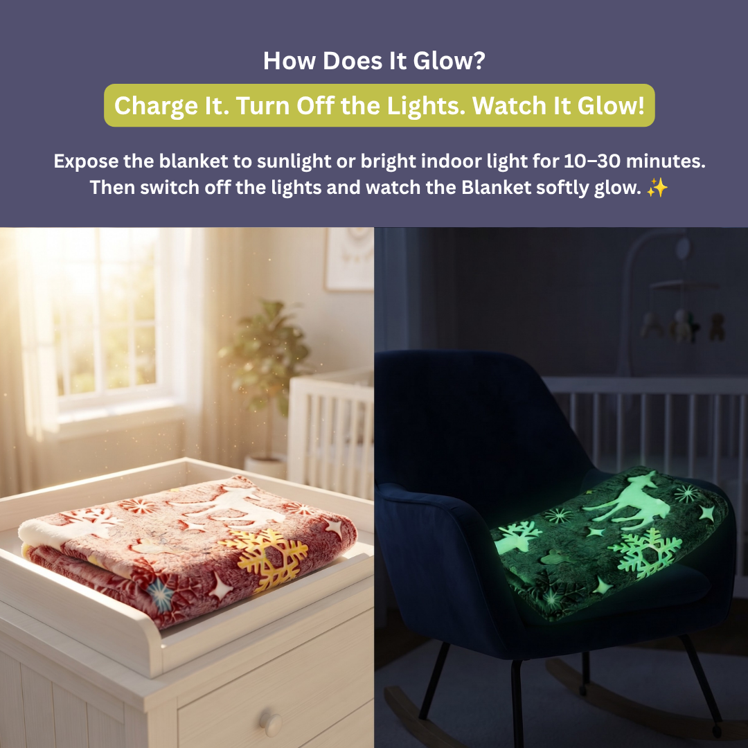Winter Wonderland Glow in the Dark Baby Blanket for Kids – 145 × 85 cm | Pack of 1