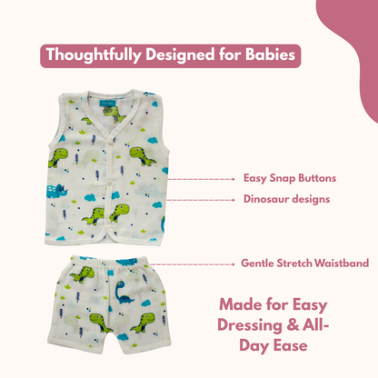 Dino Dreams Muslin Trouser Set | Pack of 1 | 3-6 Month