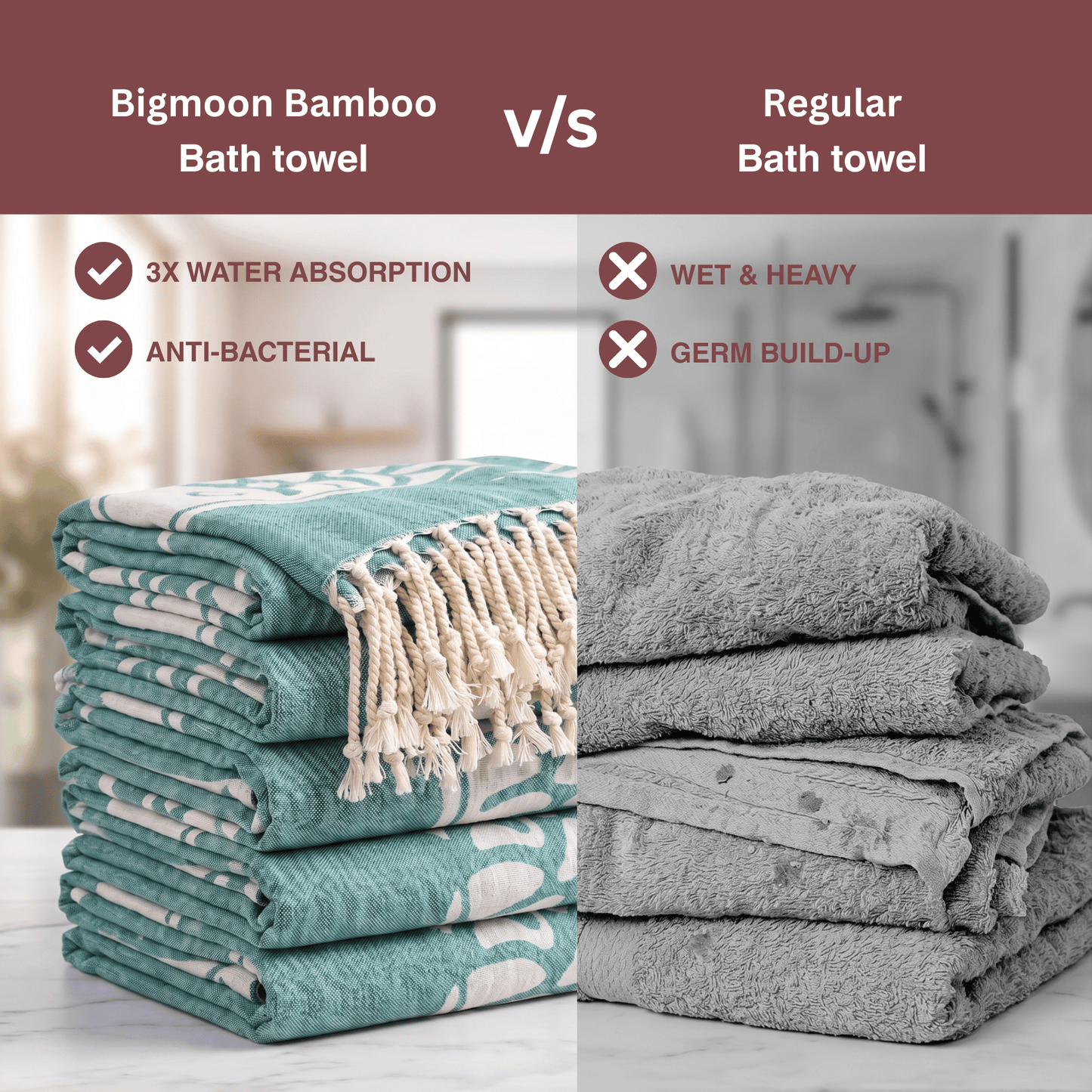 Green Bamboo Bath Towel 190 x 95 cm - 380 GSM | Pack of 1