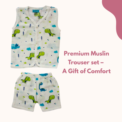 Dino Dreams Muslin Trouser Set | Pack of 1 | 3-6 Month