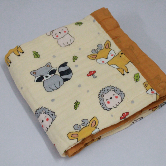 6 Layer Woodland Animals Muslin Baby Blanket 110x100 cm - Pack of 1