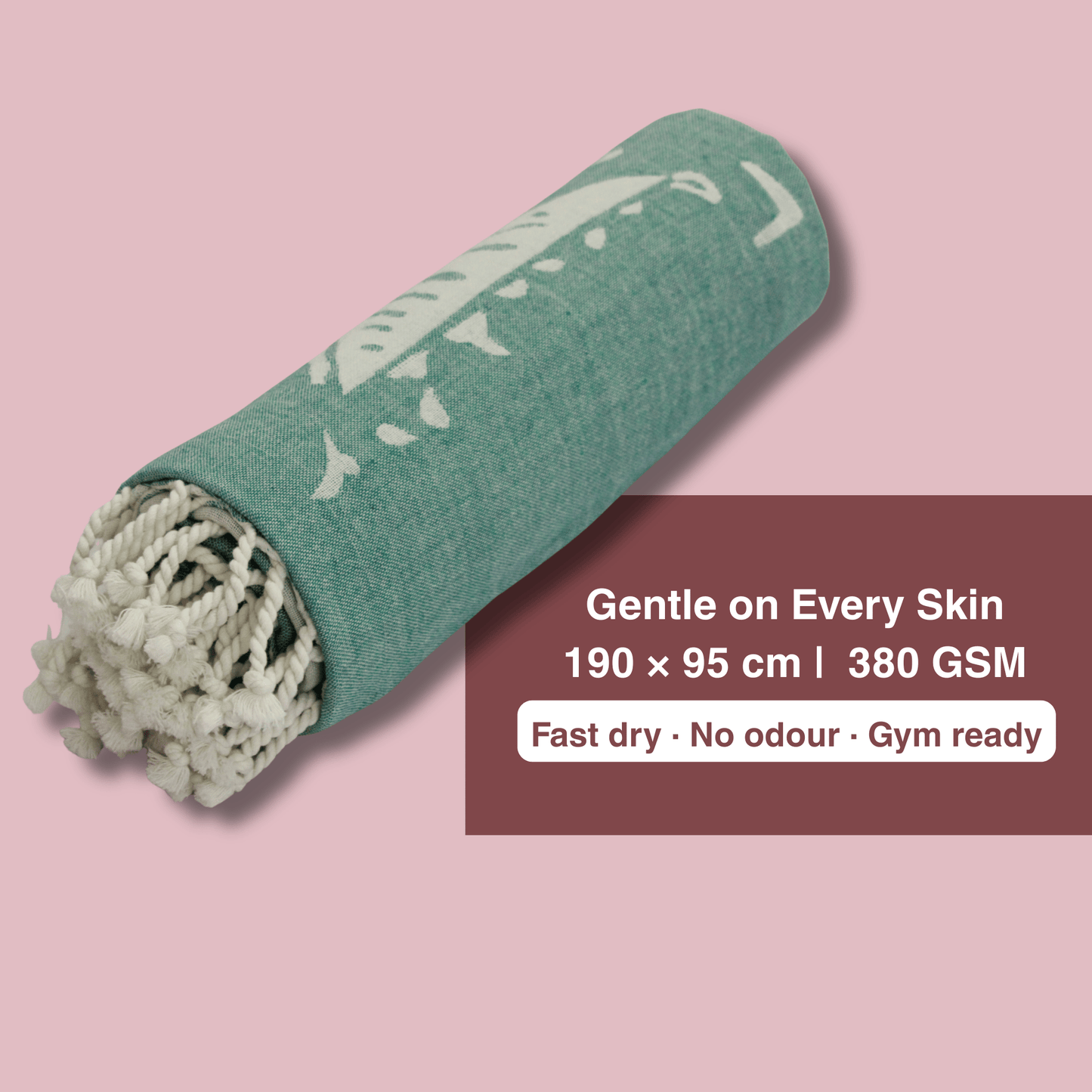 Green Bamboo Bath Towel 190 x 95 cm - 380 GSM | Pack of 1