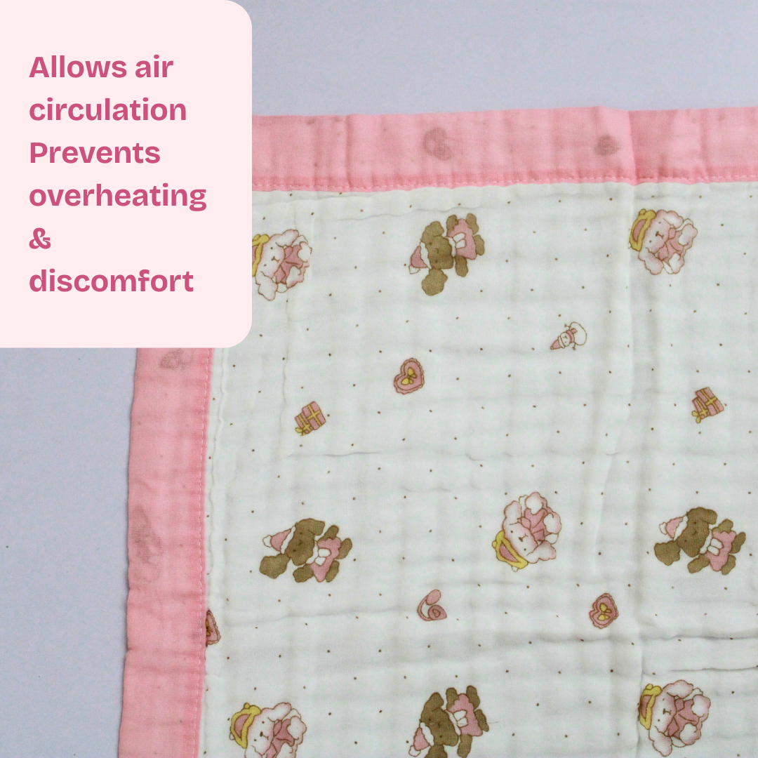 6 Layer Little Teddy Garden Print Baby Blanket 110x100 cm - Pack of 1