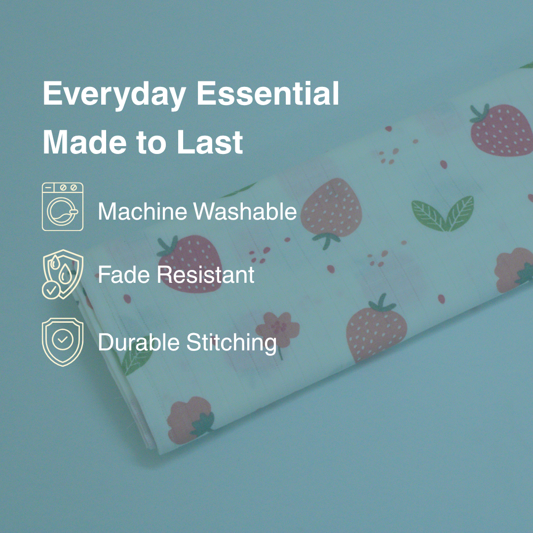 Sweet Strawberry 100% Organic Muslin Baby Bath Towel (100 × 70 cm)