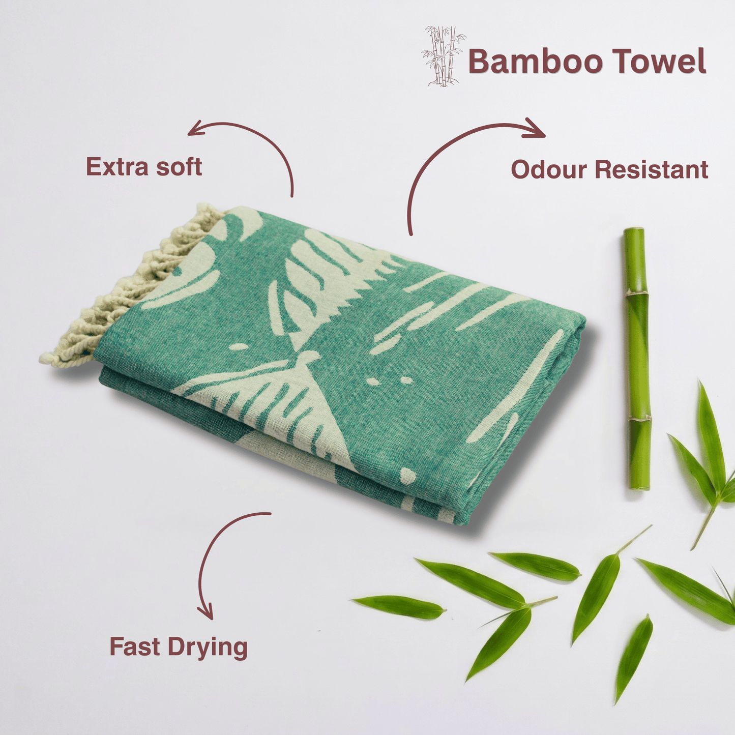 Green Bamboo Bath Towel 190 x 95 cm - 380 GSM | Pack of 1