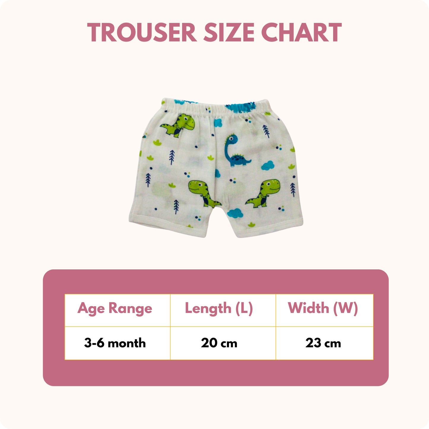Dino Dreams Muslin Trouser Set | Pack of 1 | 3-6 Month