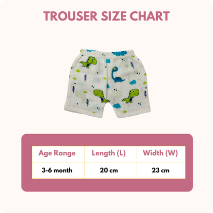 Dino Dreams Muslin Trouser Set | Pack of 1 | 3-6 Month