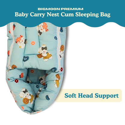Happy Bear Premium Cotton Baby Carry Nest with Hood & Secure Zip (0–6 Months)