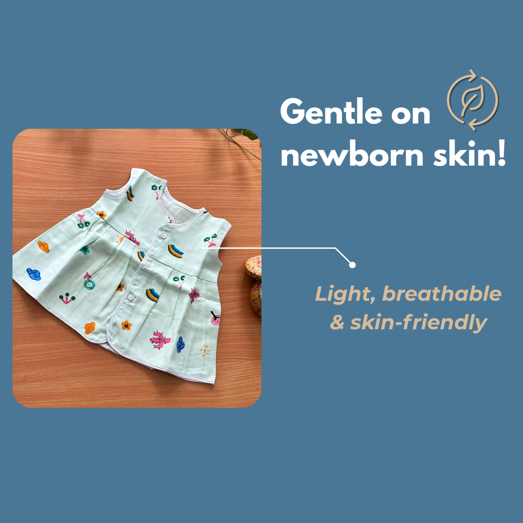 Muslin Cotton Baby Frocks | Pack of 3 | Ultra-Soft, Front-Open Design