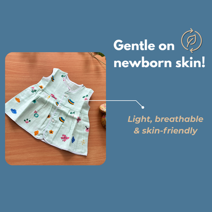 Muslin Cotton Baby Frocks | Pack of 3 | Ultra-Soft, Front-Open Design