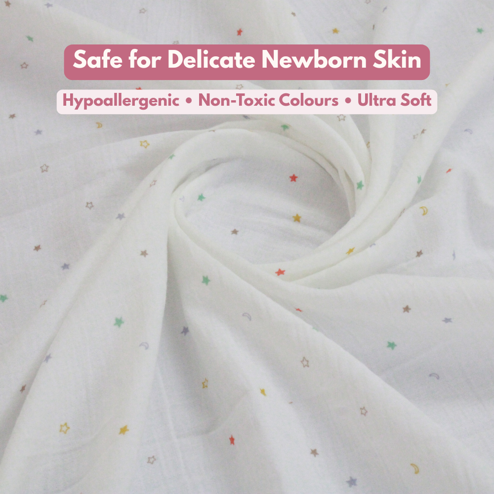 Muslin Swaddle Blanket for Newborn Baby (120 x 100 cm, Multicolour star , Pack of 1)