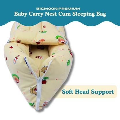 Tiny Teddy Premium Cotton Baby Carry Nest with Hood & Secure Zip (0–6 Months)