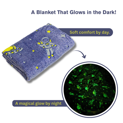 Space Travel Glow in the Dark Baby Blanket for Kids – 145 × 85 cm | Pack of 1