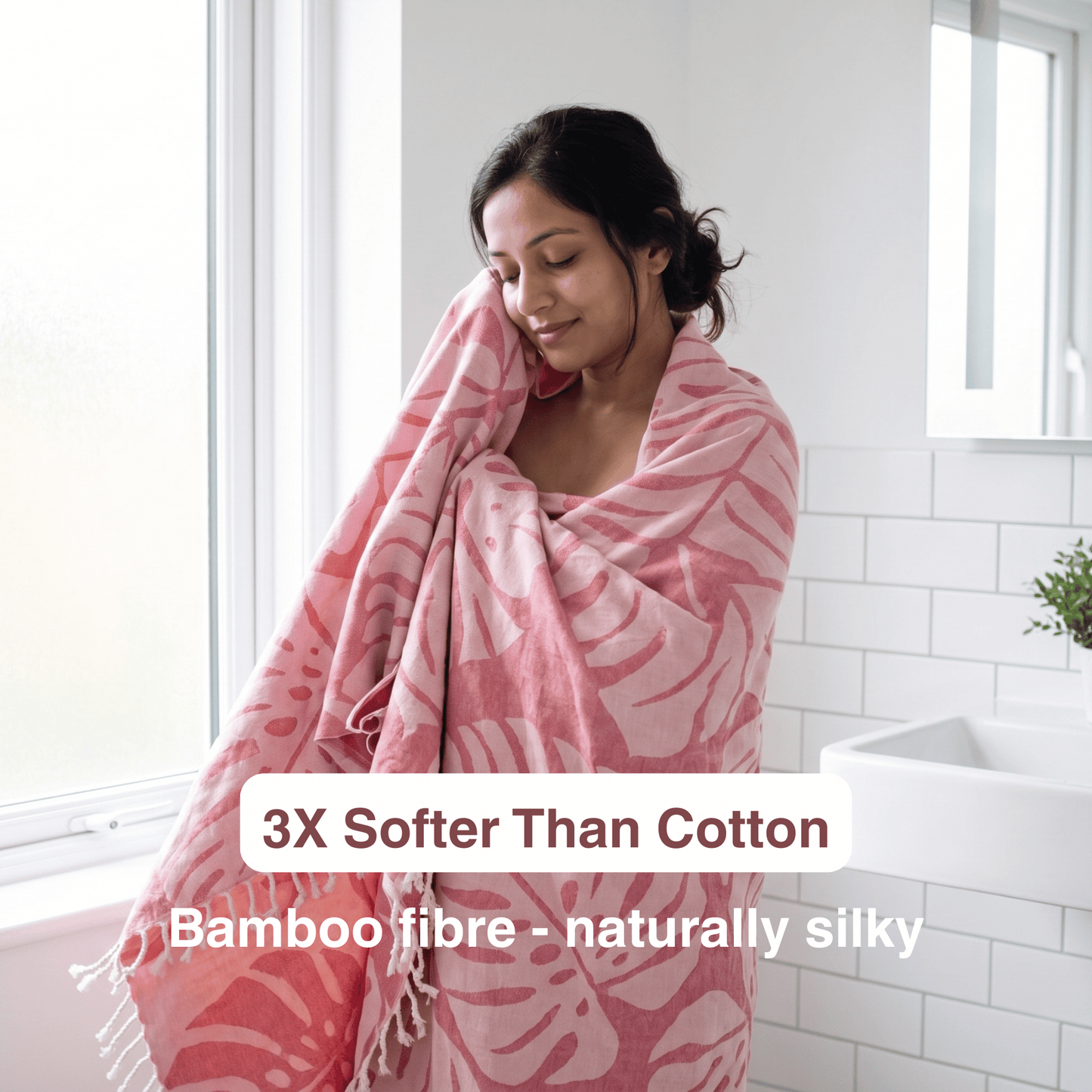 Pink Bamboo Bath Towel 190 x 95 cm - 380 GSM | Pack of 1