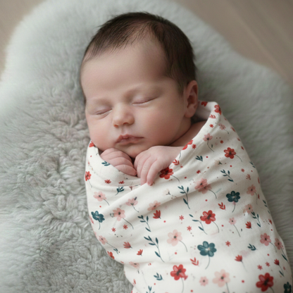 Blush Meadow Bloom 100% GOTS Certified | Double Layer | Muslin Swaddle (75 × 75 cm,Pack of 1)
