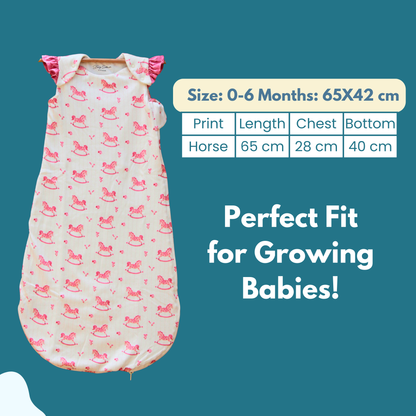 Organic Cotton Baby Sleep Sack 1.5 TOG, Pack of 1 – Pink Horse