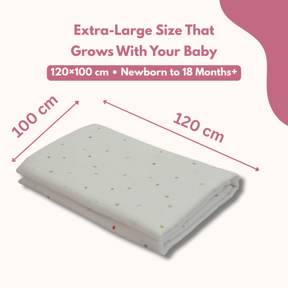 Muslin Swaddle Blanket for Newborn Baby (120 x 100 cm, Multicolour star , Pack of 1)