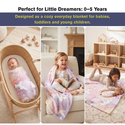 Unicorn & Stars Glow in the Dark Baby Blanket for Kids – 145 × 85 cm | Pack of 1