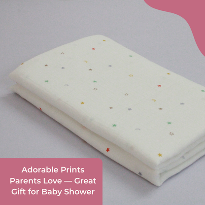 Muslin Swaddle Blanket for Newborn Baby (120 x 100 cm, Multicolour star , Pack of 1)