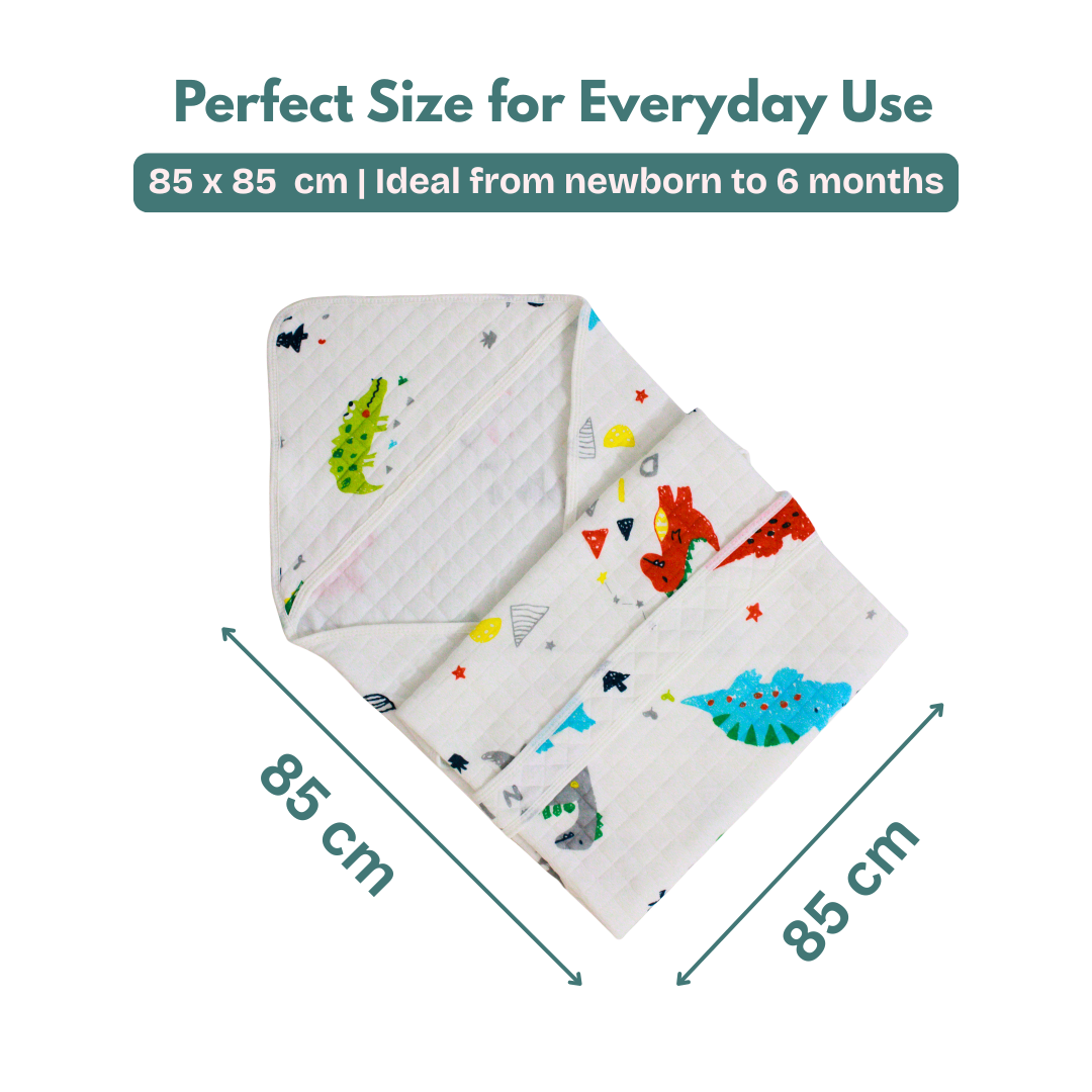 Ocean Adventure Print – Muslin Quilted Hooded Blanket with Belt | 85 x 85 cm | Pack of 1