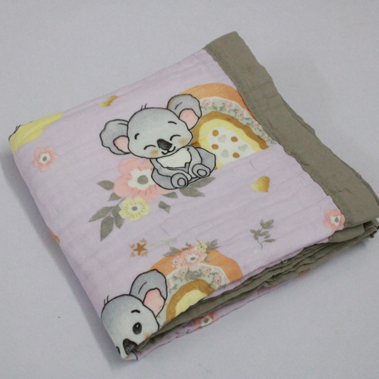 6 Layer Lavender Koala Muslin Baby Blanket 110x100 cm - Pack of 1