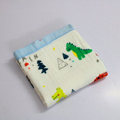 6 Layer Dino Adventure Print Baby Blanket 110x100 cm - Pack of 1