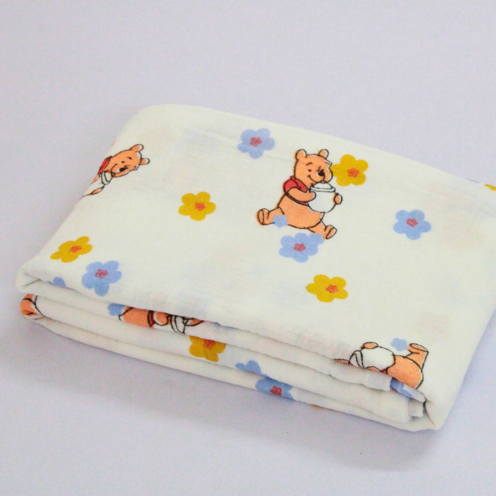 Muslin Swaddle Blanket for Newborn Baby (120 x 100 cm, Bear & floral printed , Pack of 1)