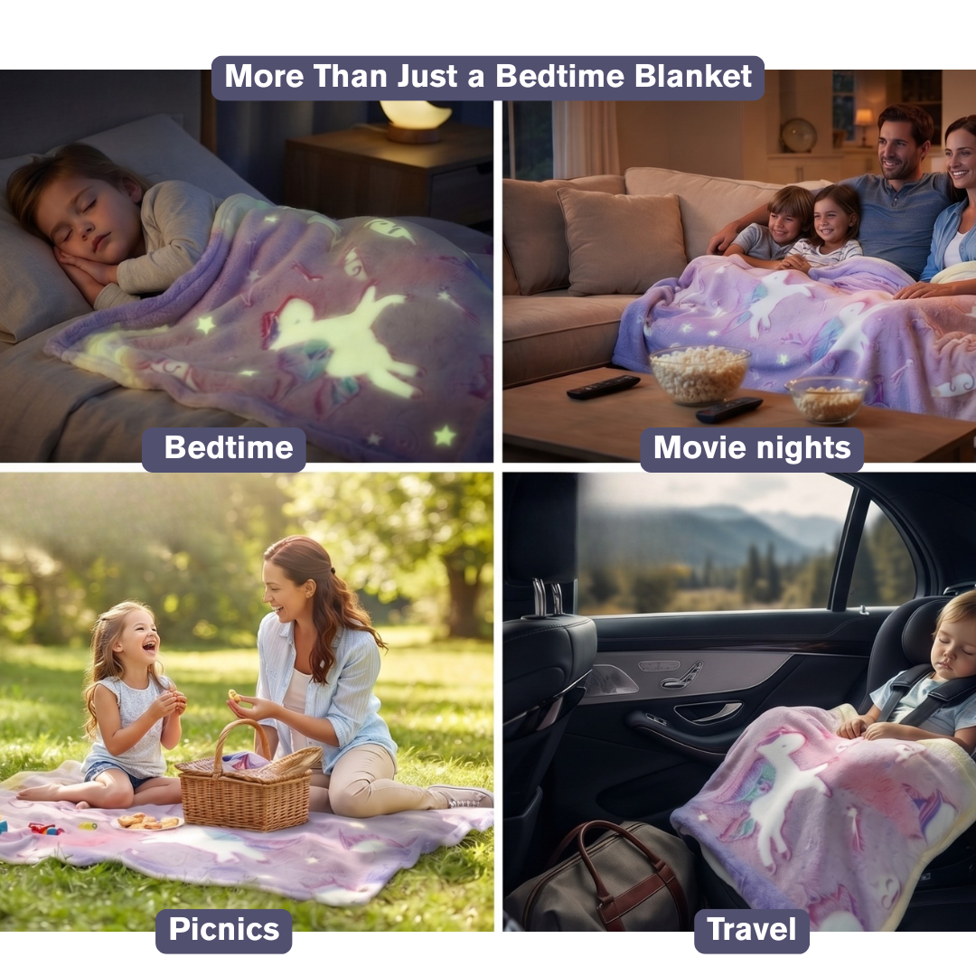 Unicorn & Stars Glow in the Dark Baby Blanket for Kids – 145 × 85 cm | Pack of 1